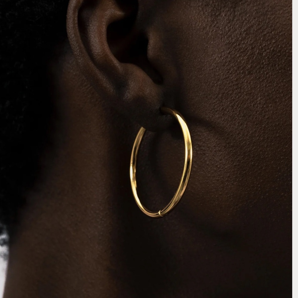 Hey Harper Thin Ruby Gold Hoop Earrings